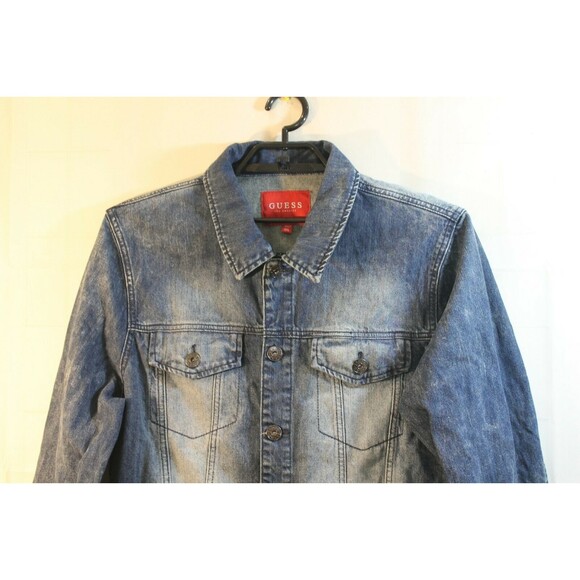 Guess Los Angeles Trucker Jean Jacket Denim Side Zip Sleeve Zip Womens Size XXL - Picture 2 of 8